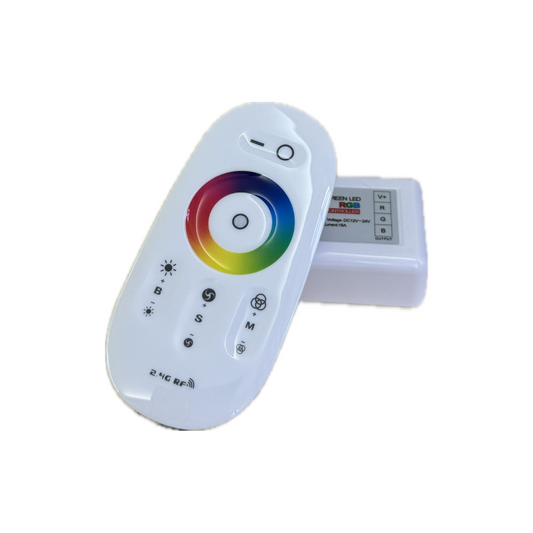 KIT-Controlador y Control Remoto de Radio Frecuencia para luminario LED RGB A 12-24 VDC-(Corriente Directa)