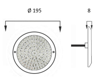 Luminario LED Sumergible para Alberca – 20W-(Corriente Directa)